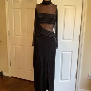 Tadash shoji FORMAL high neck sheer long sleeve